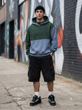 Sweat zébré bimatière homme — vue de face porté
