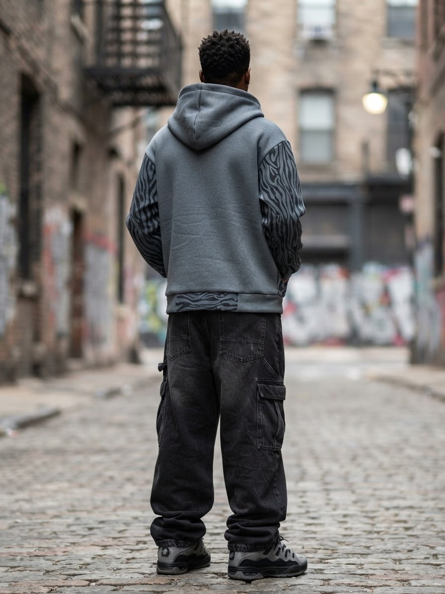 Sweat Zébré Bimatière Homme — Bleu
