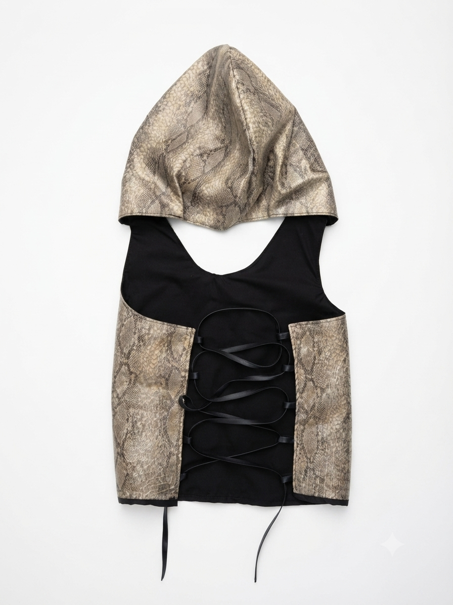 Haut Bucket — Top Dos Nu Simili Cuir Effet Serpent