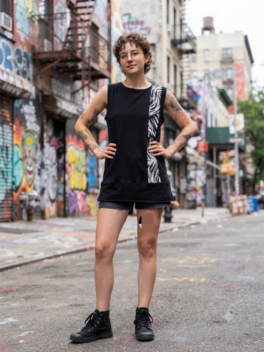 Robe tunique zébrée - look streetwear